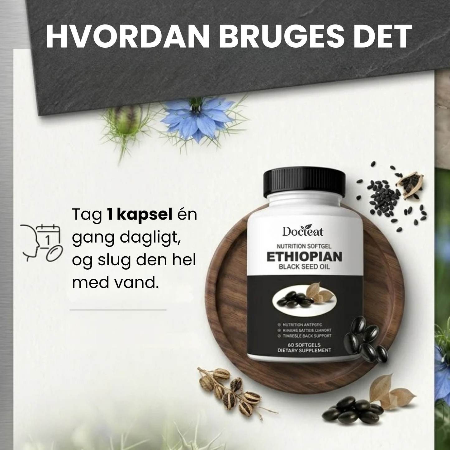 Docteat sortfrøolie | Sæt en stopper for betændelseskosmoset — genvind din naturlige energi og velvære i hele kroppen!