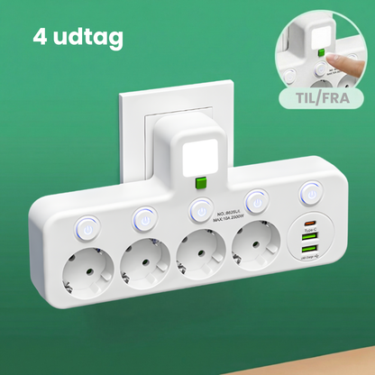 PlugIn – Smart Multistikdåse med USB Opladningshub