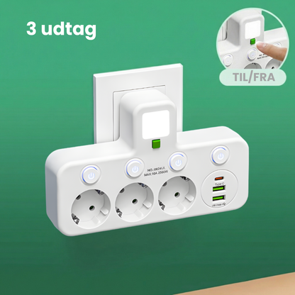PlugIn – Smart Multistikdåse med USB Opladningshub