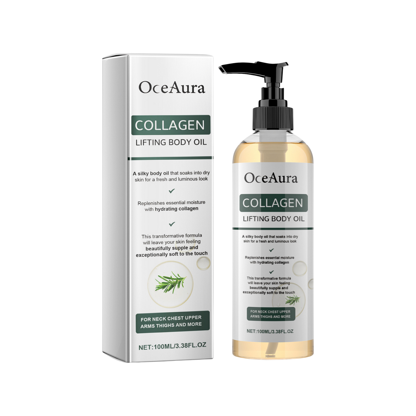 OceAura Collagen Oil | Styrker og løfter slap hud med 98 % inden for 24 timer