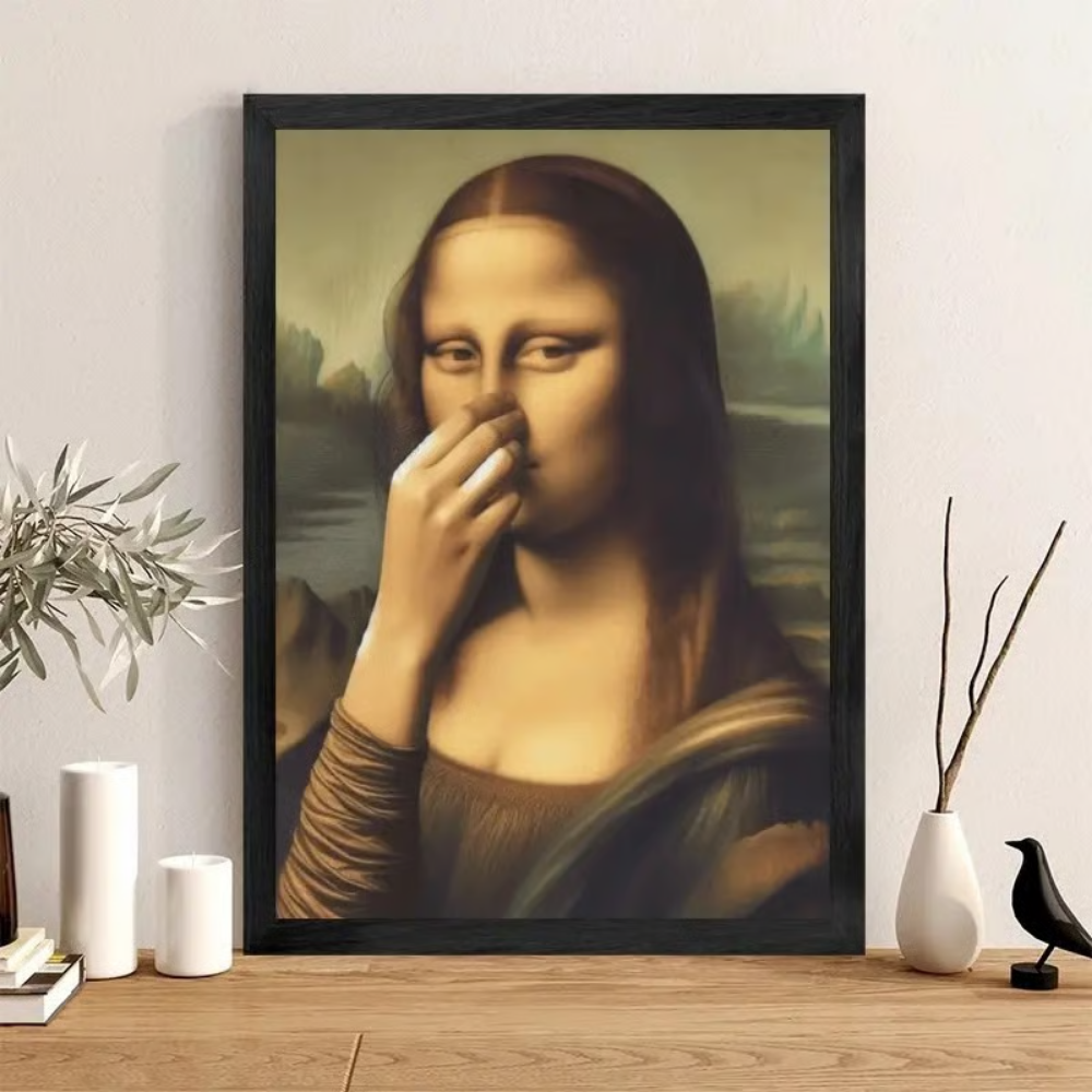 LooLisa – Vintage sjovt badeværelse Monalisa vægkunst | Et strejf af tidløs humor