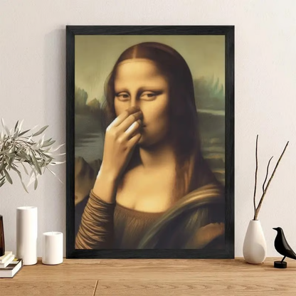 LooLisa – Vintage sjovt badeværelse Monalisa vægkunst | Et strejf af tidløs humor