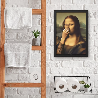 LooLisa – Vintage sjovt badeværelse Monalisa vægkunst | Et strejf af tidløs humor