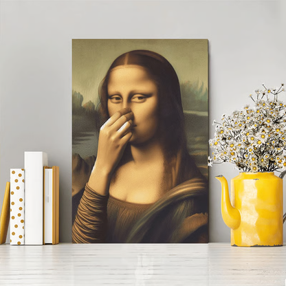 LooLisa – Vintage sjovt badeværelse Monalisa vægkunst | Et strejf af tidløs humor