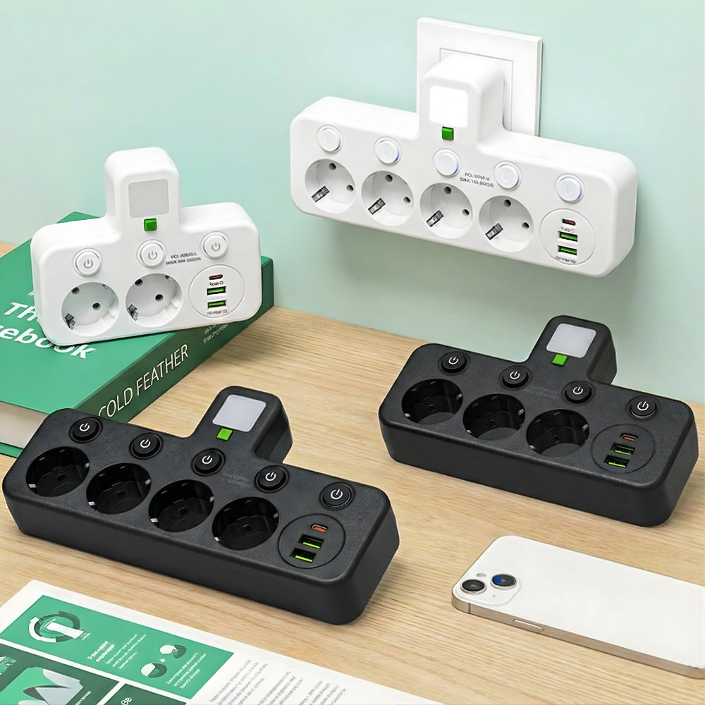 PlugIn – Smart Multistikdåse med USB Opladningshub
