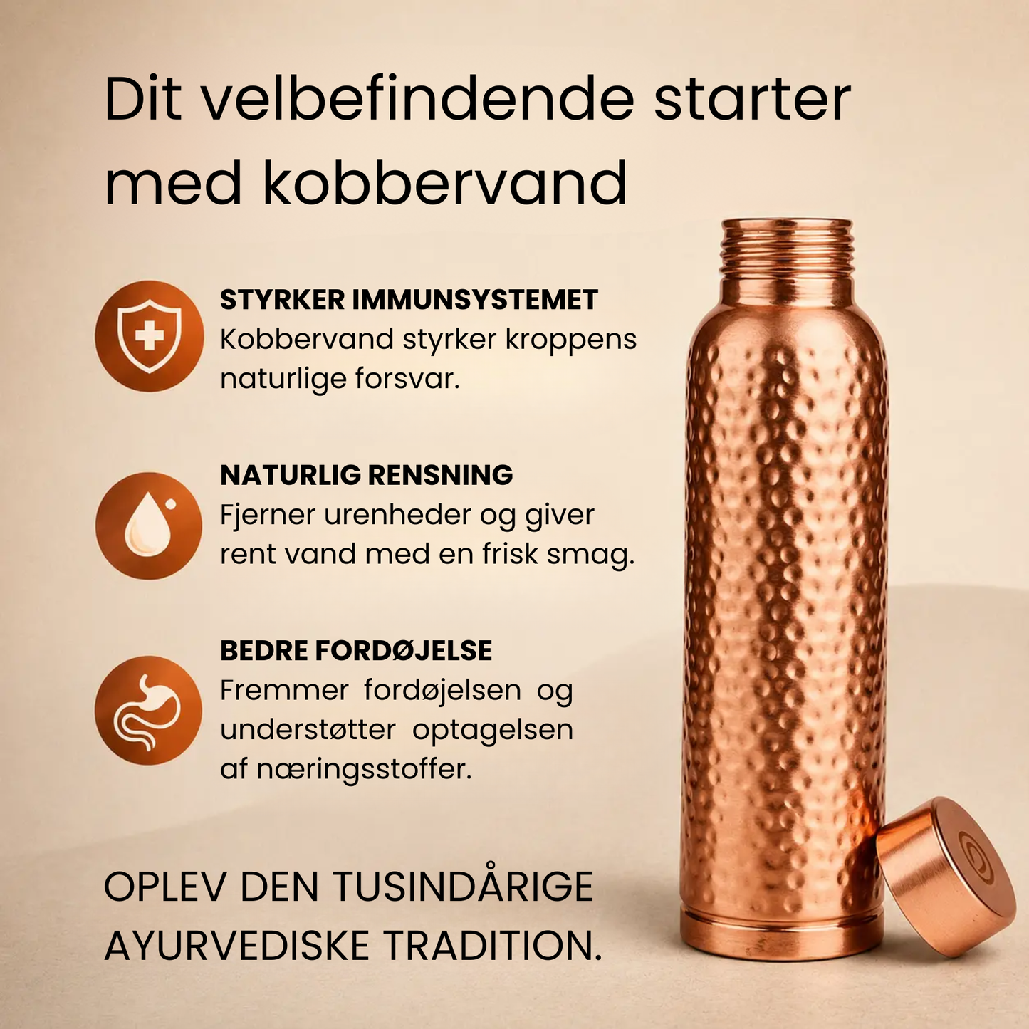 Elva – Kobberflaske | Naturligt renset vand, uden plast