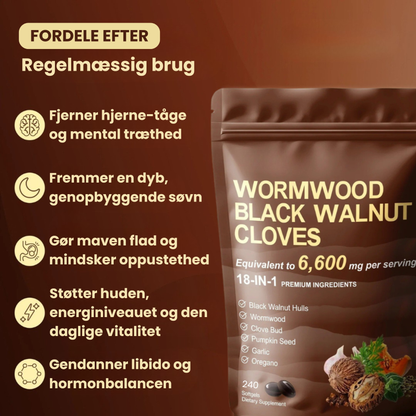 WormWood | Sig farvel til oppustethed, uforklarlig træthed og hjerne-tåge. Et fordøjelsessystem, der endelig er fri for parasitter på 14 dage.