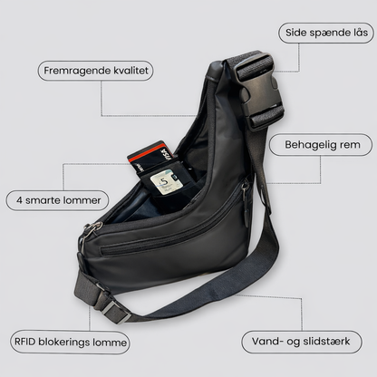 Tyverisikret skuldertaske | Vandtæt rejsetaske med skjulte lynlåse og hemmelig lomme.
