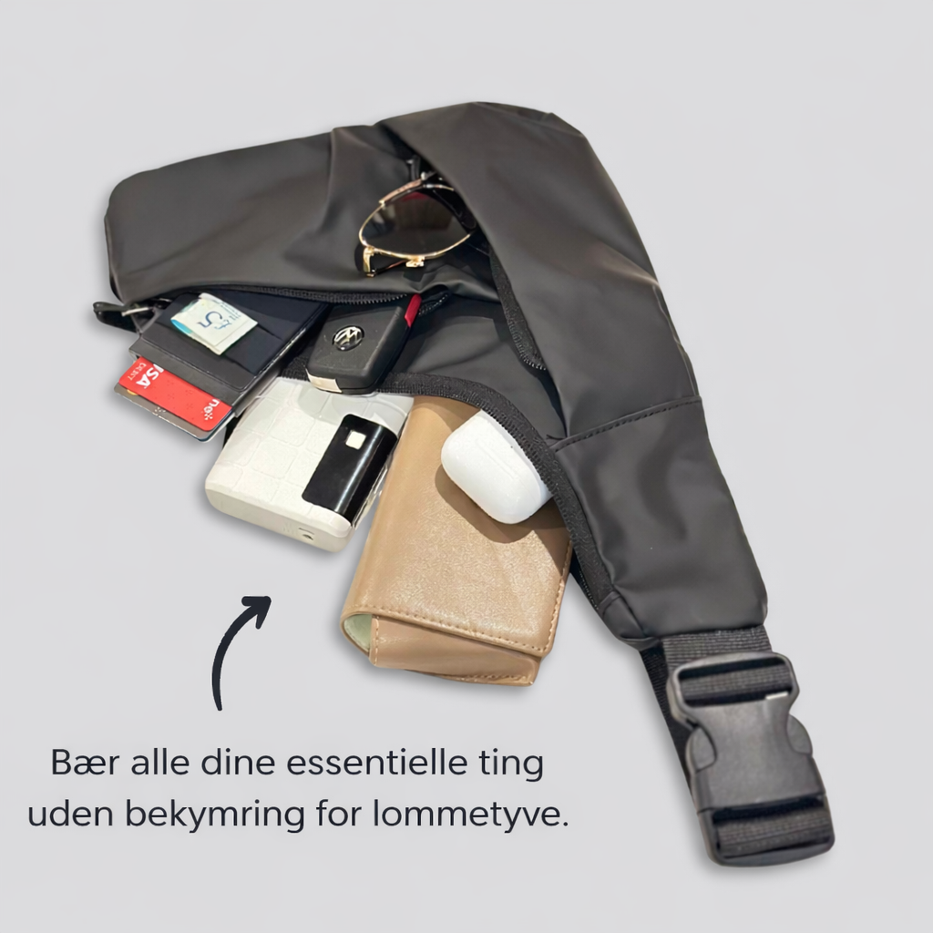 Tyverisikret skuldertaske | Vandtæt rejsetaske med skjulte lynlåse og hemmelig lomme.